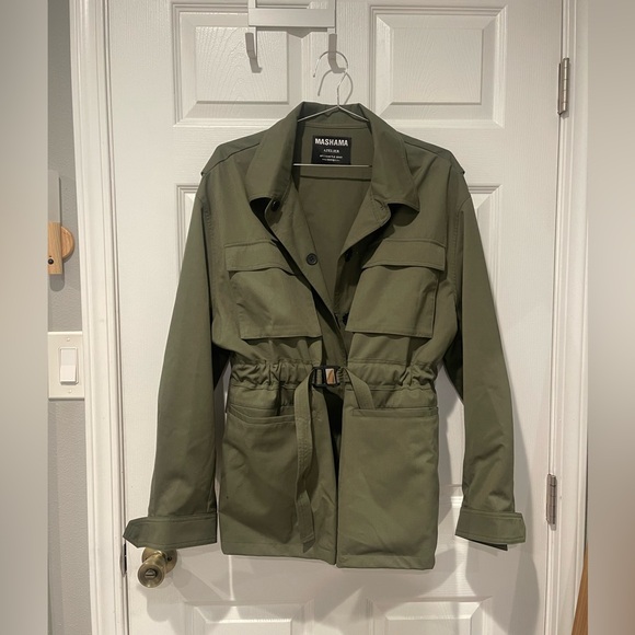 MASHAMA Utility Jacket in Olive Green - Picture 2 of 5